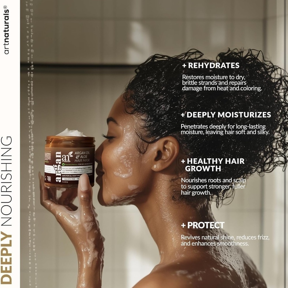 Hair Mask & Silk Bonnet Sleeping Set, Deep Conditioner Leave-In Dry Dama… - Picture 5 of 7